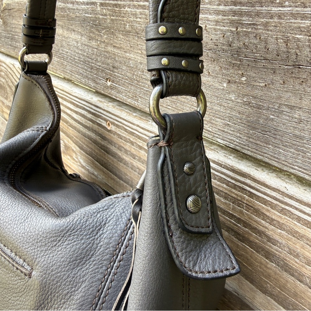 The Sak Sequoia Leather Hobo Bag Grey Pebbled Boho Minimalist Buttery Soft - Picture 7 of 11